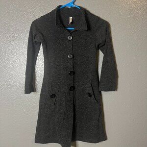 Charcoal Grey Knit Button-Down Cardigan Dress - Size Medium